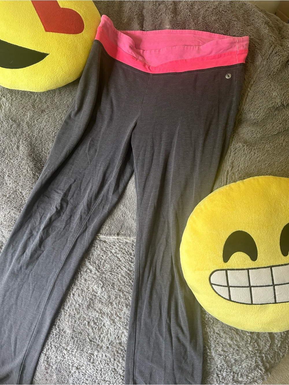 Source Unknown Gray Leggings with Pink Waistband